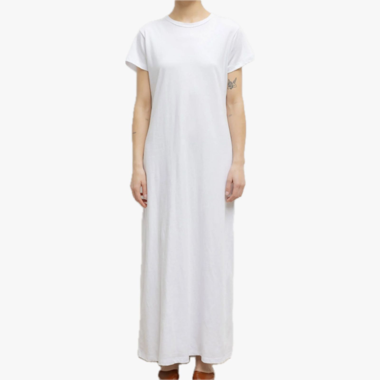 Leset Margo Maxi Dress White Xs Cotton Crew Neck Short Sleeve T Shirt Dress